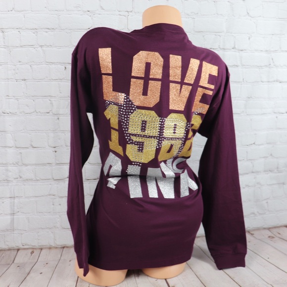 VS PINK BLING Campus Long Sleeve Tee Shirt - Picture 5 of 8